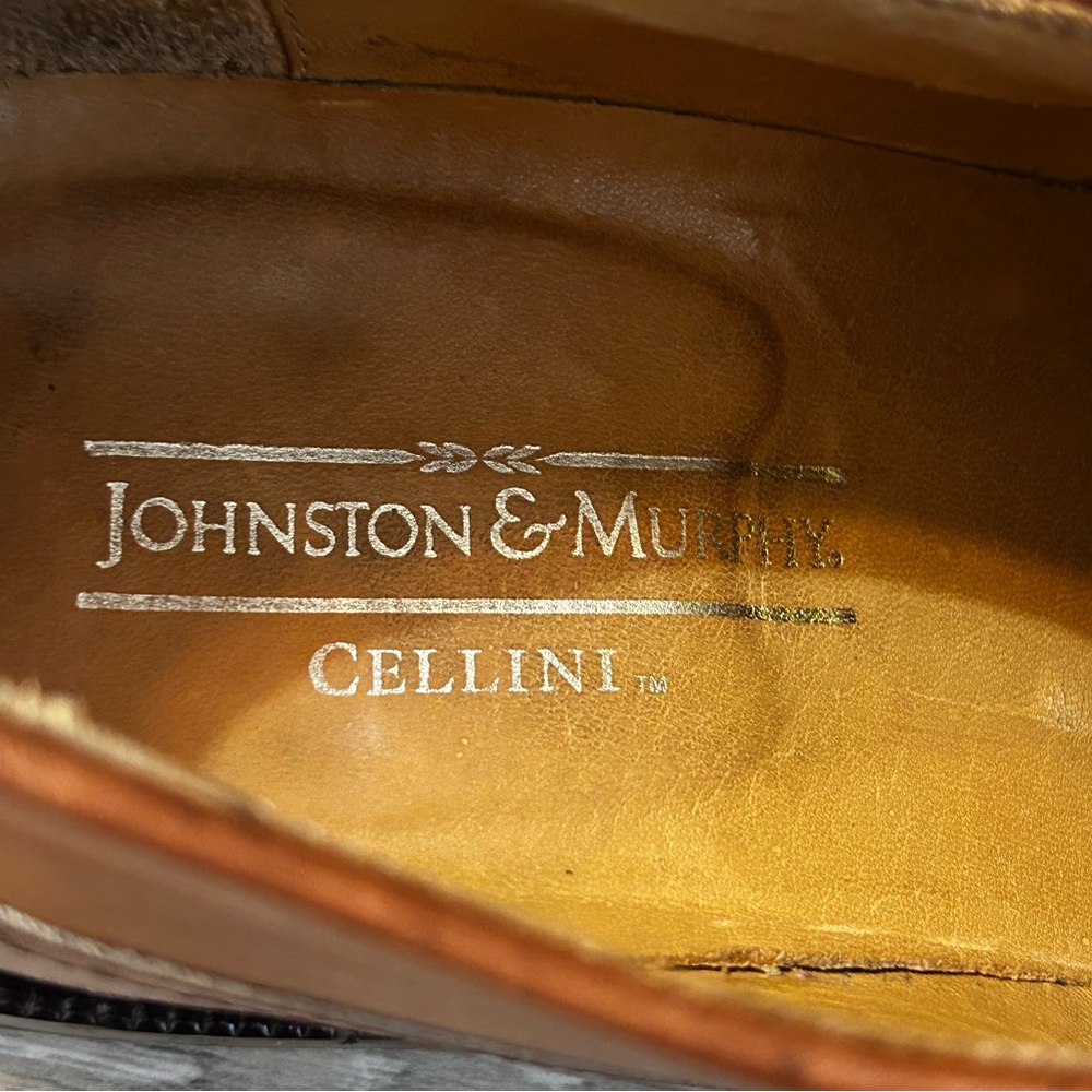 Johnston & Murphy Cellini Leather Oxford Dress Shoes Brown 2-Tone Lace Ups Sz 9M - Picture 9 of 12